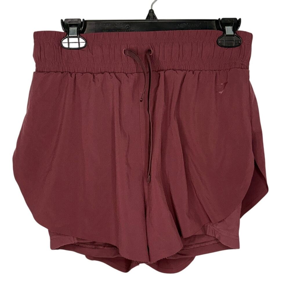 Gymshark High-waisted Maroon Athletic Shorts Size Medium Drawstring 2 in 1